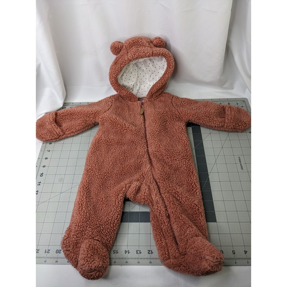 Carters Hooded One Piece Pram Suit Snuggle Bodysuit Sherpa Sz 3M